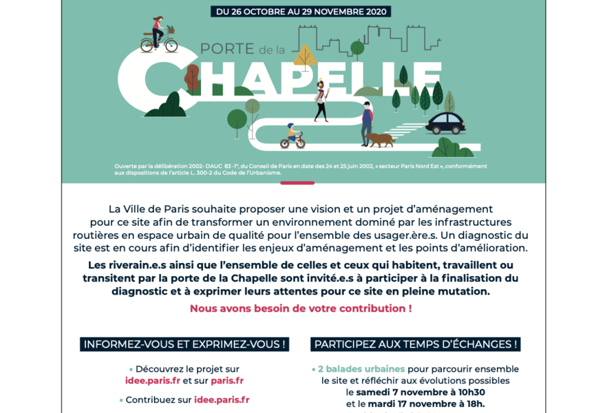 Concertation sur l’aménagement de la Porte de la Chapelle